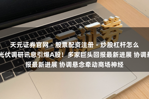 天元证券官网 - 股票配资注册 - 炒股杠杆怎么开户 马斯克团队光伏调研讯息引爆A股！多家巨头回报最新进展 协调悬念牵动商场神经