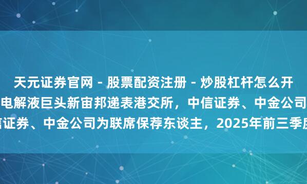 天元证券官网 - 股票配资注册 - 炒股杠杆怎么开户 港股IPO音信 | 锂电板电解液巨头新宙邦递表港交所，中信证券、中金公司为联席保荐东谈主，2025年前三季度利润7.72亿