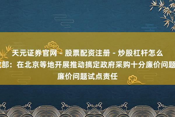 天元证券官网 - 股票配资注册 - 炒股杠杆怎么开户 财政部：在北京等地开展推动搞定政府采购十分廉价问题试点责任
