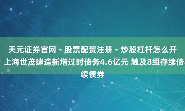 天元证券官网 - 股票配资注册 - 炒股杠杆怎么开户 上海世茂建造新增过时债务4.6亿元 触及8组存续债券