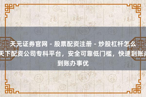 天元证券官网 - 股票配资注册 - 炒股杠杆怎么开户 天下配资公司专科平台，安全可靠低门槛，快速到账办事优