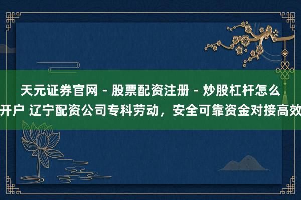 天元证券官网 - 股票配资注册 - 炒股杠杆怎么开户 辽宁配资公司专科劳动,安全可靠资金对接高效