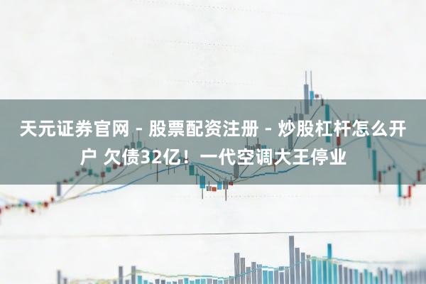 天元证券官网 - 股票配资注册 - 炒股杠杆怎么开户 欠债32亿！一代空调大王停业