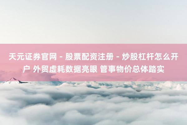天元证券官网 - 股票配资注册 - 炒股杠杆怎么开户 外贸虚耗数据亮眼 管事物价总体踏实