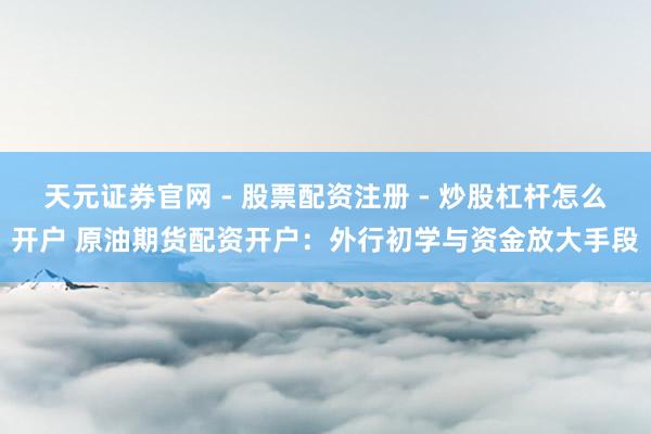 天元证券官网 - 股票配资注册 - 炒股杠杆怎么开户 原油期货配资开户：外行初学与资金放大手段